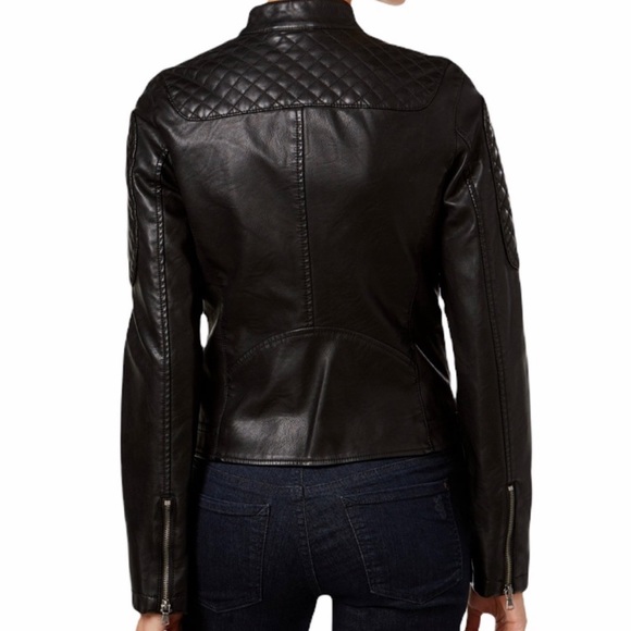 Levi’s Faux Leather Black Moto Jacket Sz L - Picture 2 of 8